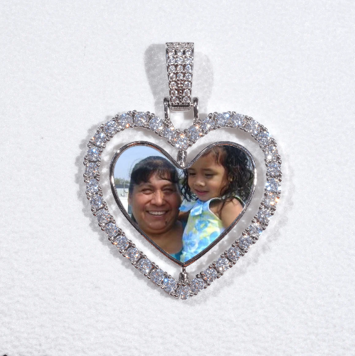 3D Spinning 2-Faced Heart Custom Picture Pendant