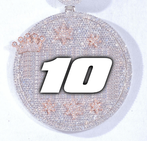 CUSTOM LETTER NECKLACE 3D BIG CROWN DISC