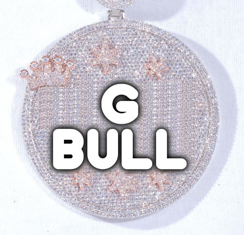 CUSTOM LETTER NECKLACE 3D BIG CROWN DISC
