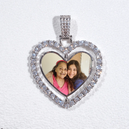 3D Spinning 2-Faced Heart Custom Picture Pendant
