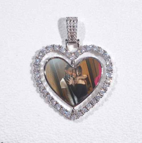 3D Spinning 2-Faced Heart Custom Picture Pendant