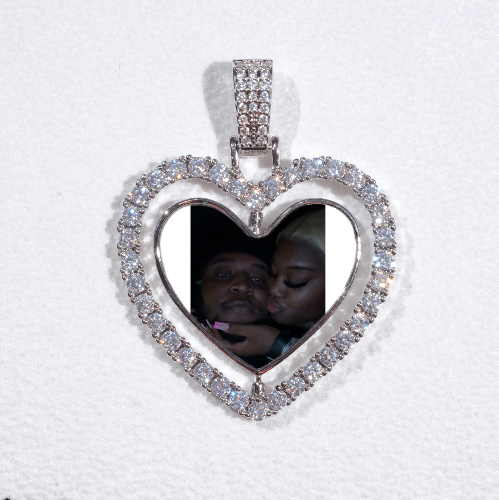 3D Spinning 2-Faced Heart Custom Picture Pendant