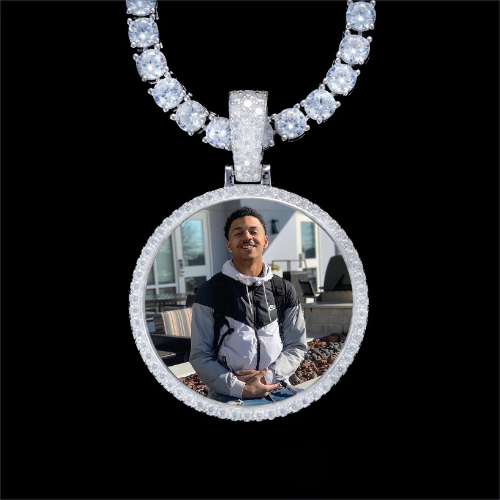 925S & VVS Moissanite 3D Circle Custom Picture Pendant
