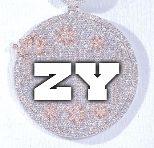 CUSTOM LETTER NECKLACE 3D BIG CROWN DISC