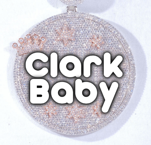 CUSTOM LETTER NECKLACE 3D BIG CROWN DISC