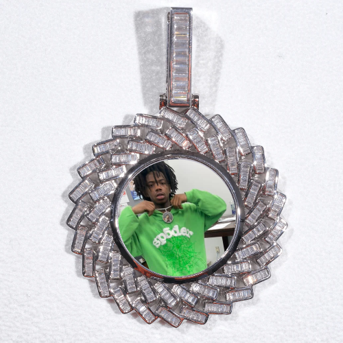 Large 3D Baguette Custom Picture Pendant
