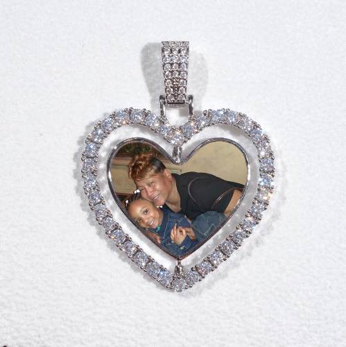 3D Spinning 2-Faced Heart Custom Picture Pendant
