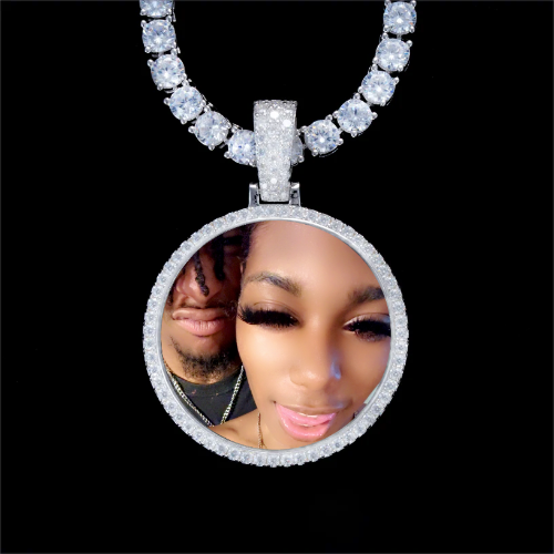 925S & VVS Moissanite 3D Circle Custom Picture Pendant