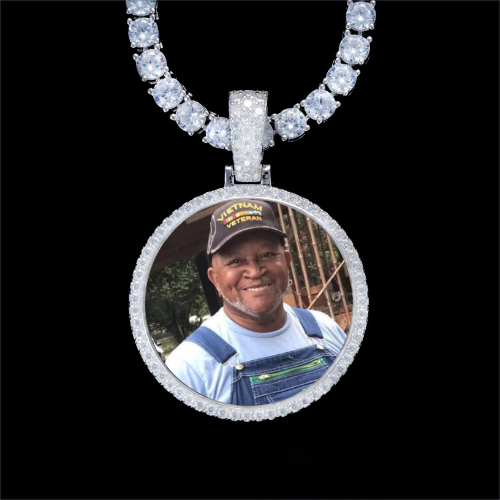 925S & VVS Moissanite 3D Circle Custom Picture Pendant