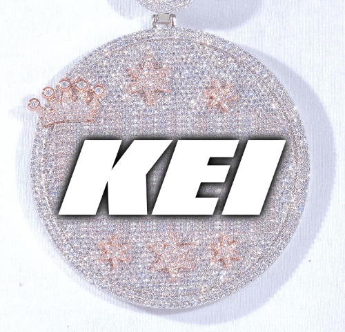 CUSTOM LETTER NECKLACE 3D BIG CROWN DISC