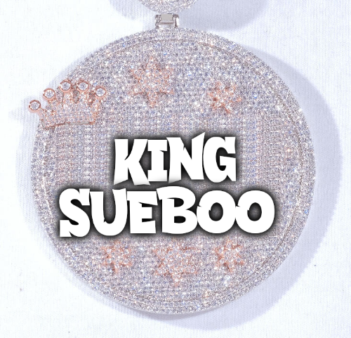 CUSTOM LETTER NECKLACE 3D BIG CROWN DISC