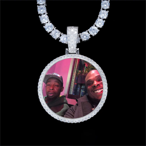 925S & VVS Moissanite 3D Circle Custom Picture Pendant