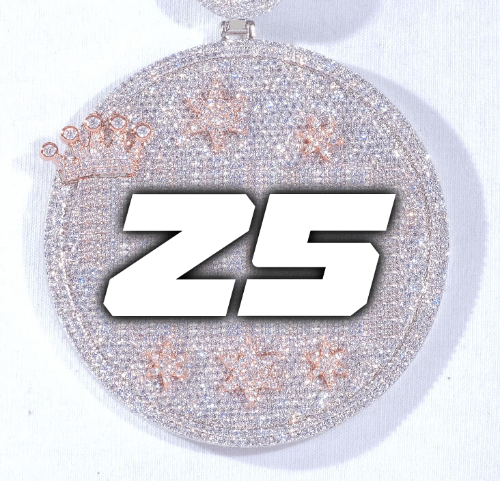 CUSTOM LETTER NECKLACE 3D BIG CROWN DISC