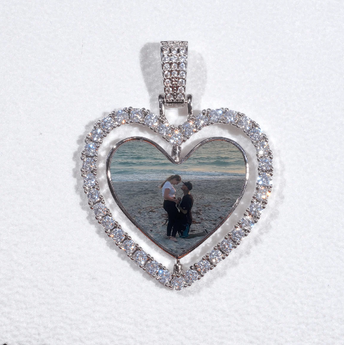 3D Spinning 2-Faced Heart Custom Picture Pendant