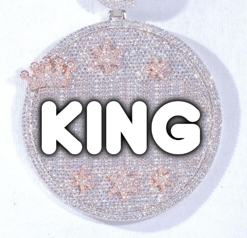 CUSTOM LETTER NECKLACE 3D BIG CROWN DISC