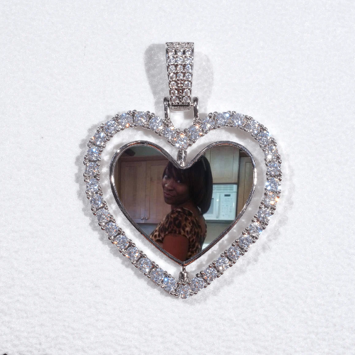 3D Spinning 2-Faced Heart Custom Picture Pendant