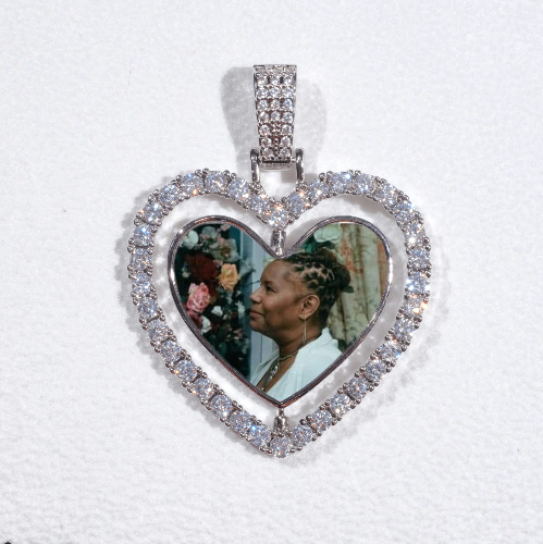 3D Spinning 2-Faced Heart Custom Picture Pendant