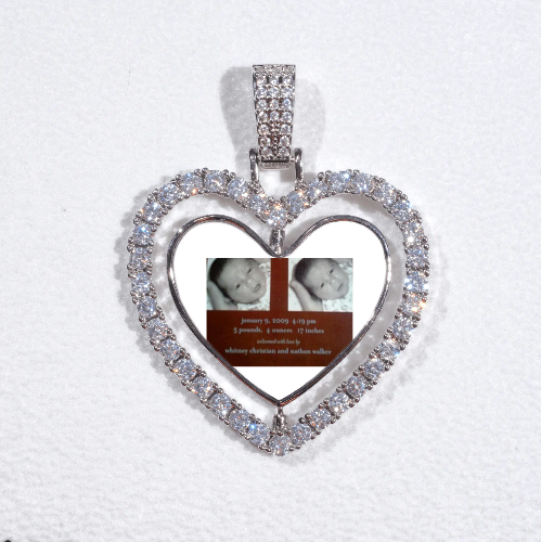 3D Spinning 2-Faced Heart Custom Picture Pendant