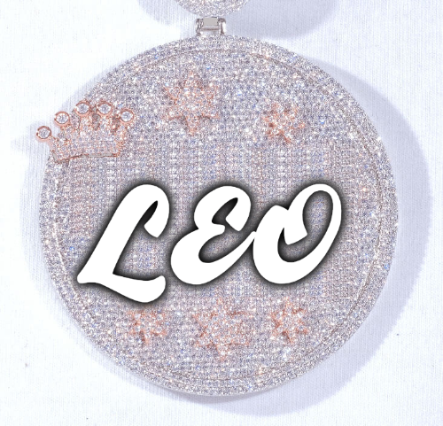 CUSTOM LETTER NECKLACE 3D BIG CROWN DISC