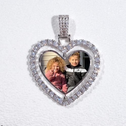 3D Spinning 2-Faced Heart Custom Picture Pendant