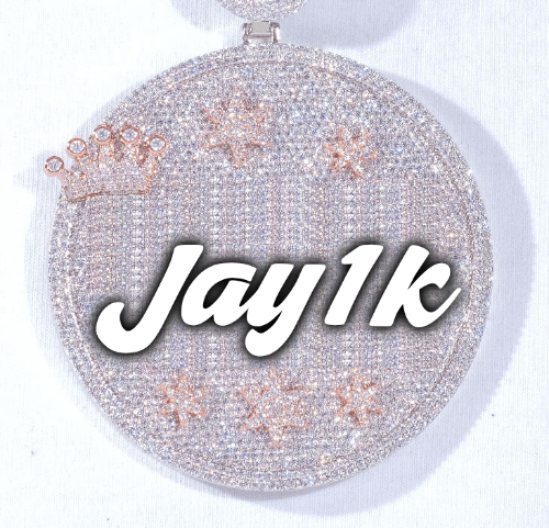CUSTOM LETTER NECKLACE 3D BIG CROWN DISC