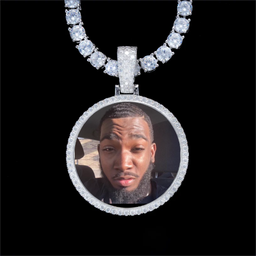 925S & VVS Moissanite 3D Circle Custom Picture Pendant