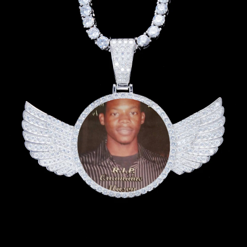 925S & VVS Moissanite 3D Wing Custom Picture Pendant