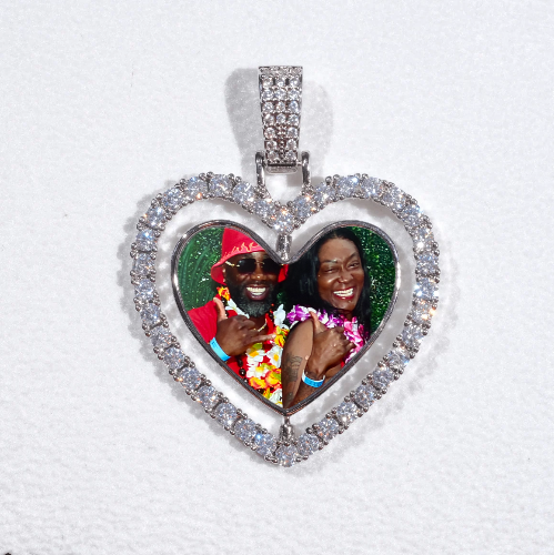 3D Spinning 2-Faced Heart Custom Picture Pendant