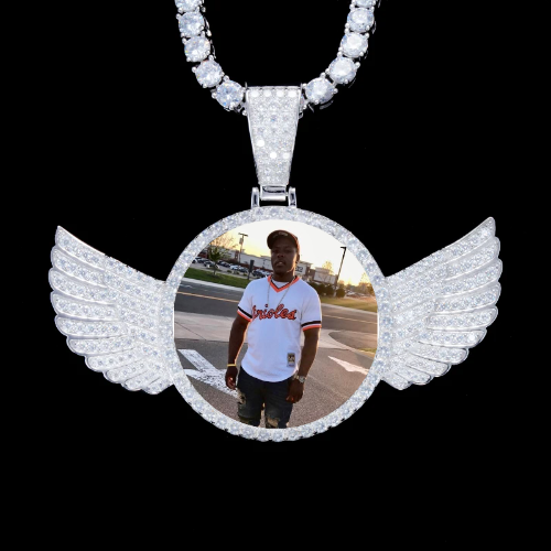 925S & VVS Moissanite 3D Wing Custom Picture Pendant