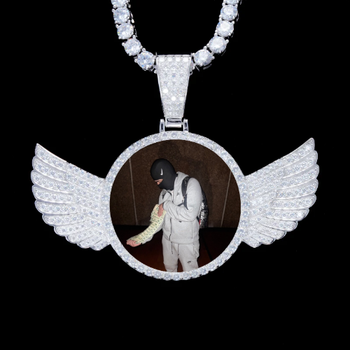 925S & VVS Moissanite 3D Wing Custom Picture Pendant