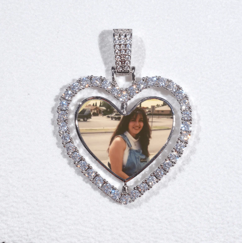 3D Spinning 2-Faced Heart Custom Picture Pendant