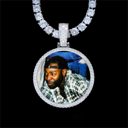 925S & VVS Moissanite 3D Circle Custom Picture Pendant