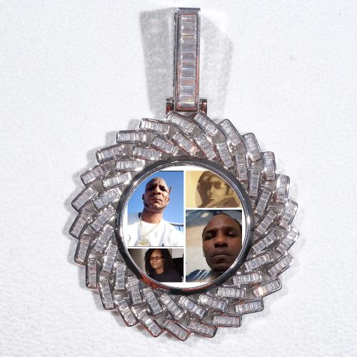 Large 3D Baguette Custom Picture Pendant
