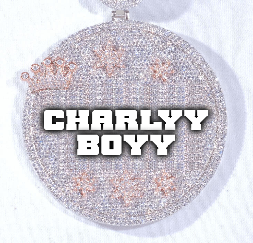 CUSTOM LETTER NECKLACE 3D BIG CROWN DISC
