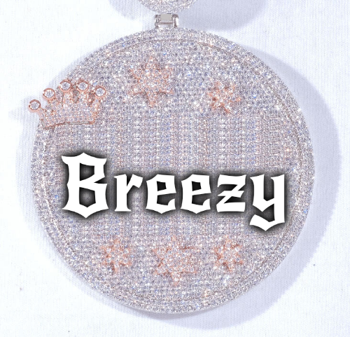 CUSTOM LETTER NECKLACE 3D BIG CROWN DISC