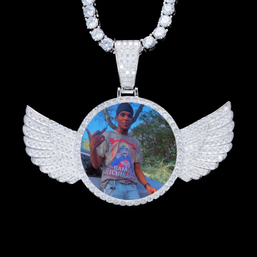 925S & VVS Moissanite 3D Wing Custom Picture Pendant