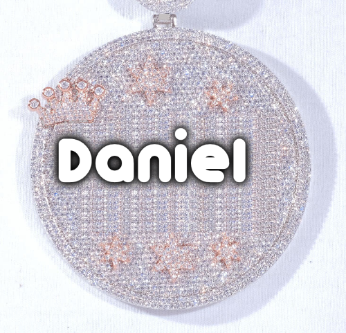 CUSTOM LETTER NECKLACE 3D BIG CROWN DISC