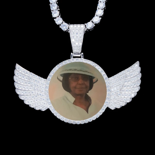 925S & VVS Moissanite 3D Wing Custom Picture Pendant