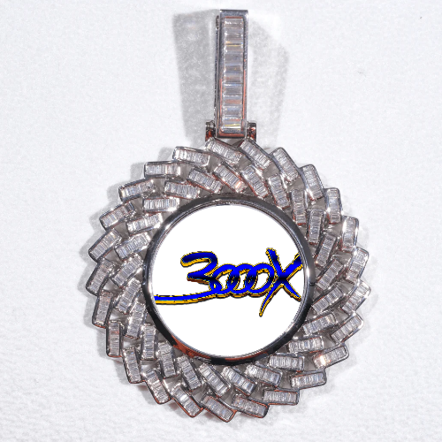 Large 3D Baguette Custom Picture Pendant