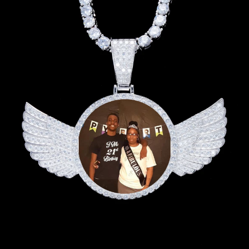 925S & VVS Moissanite 3D Wing Custom Picture Pendant