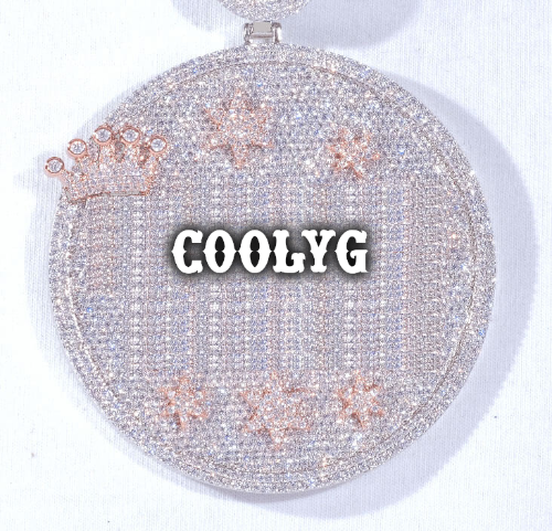 CUSTOM LETTER NECKLACE 3D BIG CROWN DISC