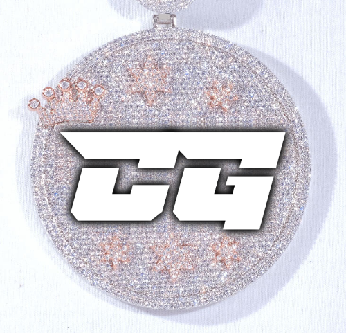 CUSTOM LETTER NECKLACE 3D BIG CROWN DISC