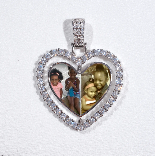 3D Spinning 2-Faced Heart Custom Picture Pendant