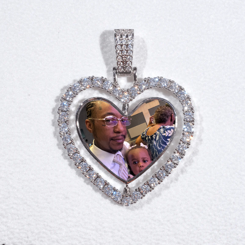 3D Spinning 2-Faced Heart Custom Picture Pendant