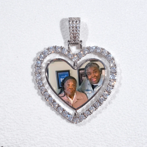 3D Spinning 2-Faced Heart Custom Picture Pendant