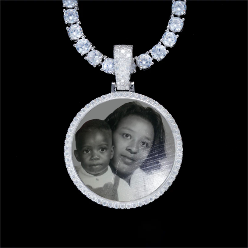 925S & VVS Moissanite 3D Circle Custom Picture Pendant