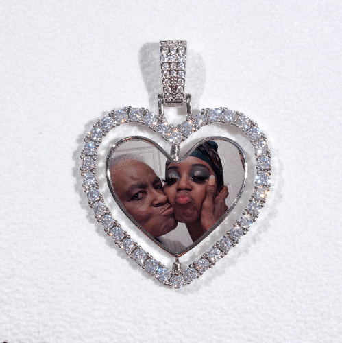 3D Spinning 2-Faced Heart Custom Picture Pendant