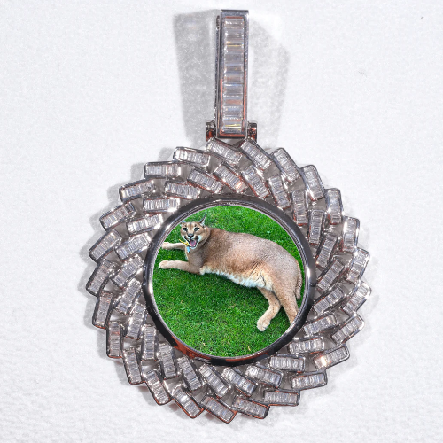 Large 3D Baguette Custom Picture Pendant
