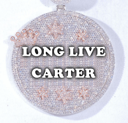 CUSTOM LETTER NECKLACE 3D BIG CROWN DISC