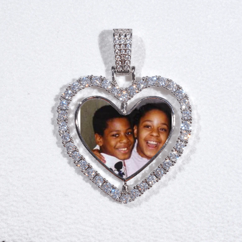 3D Spinning 2-Faced Heart Custom Picture Pendant